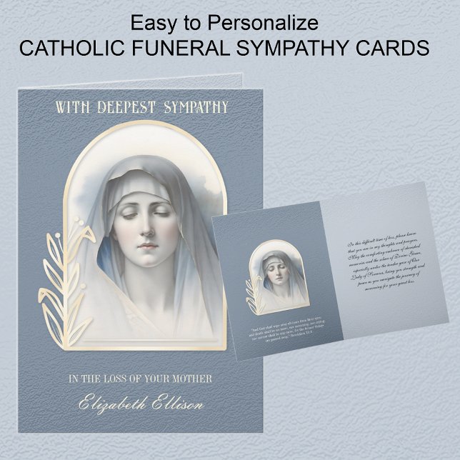 Cartão Virgem Religiosa Mary Simpatia Católica Condolênci (Traditional Catholic Funeral Sympathy Cards with the Blessed Virgin Mary, Our Lady of Sorrows. )