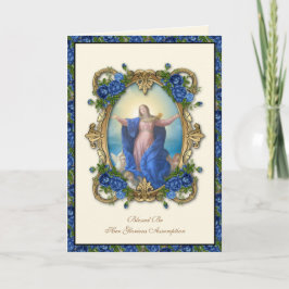 Cartão Virgem Religiosa Mary Suposição Católica Floral