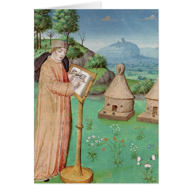 Cartão Virgil escrevendo a vida das abelhas (Frente)