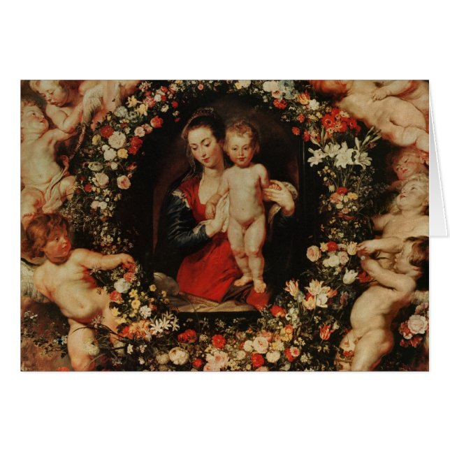 Cartão Virgin com uma festão das flores, c.1618-20 (Frente Horizontal)