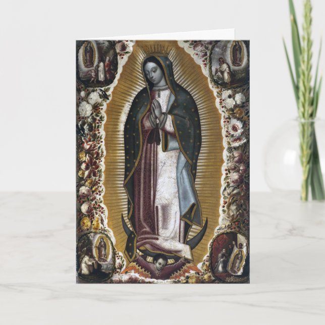 Cartão Virgin de pêsames da simpatia de Guadalupe (Frente)