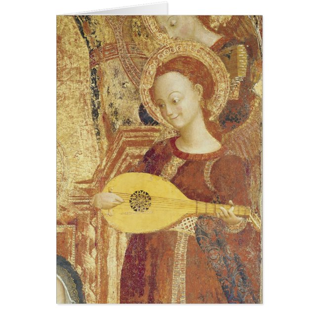 Cartão Virgin e criança Enthroned com seis anjos (Frente)