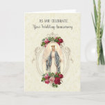 CARTÃO VIRGIN MARY| ANIVERSÁRIO DE CASAMENTO| ROSAS VERME<br><div class="desc">Nossa adorável carta de aniversário católica tem uma bela imagem da Virgem Maria,  Nossa Senhora de Graça com um fundo de renda e um buquê de rosa vintage.  Todos os textos e fontes podem ser modificados.</div>