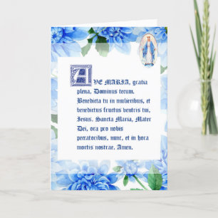 CARTÃO VIRGIN MARY   AVE MARIA LATIN   DAHLIAS AZUIS