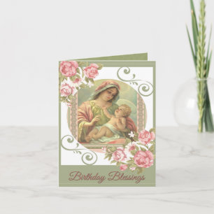 Cartão Virgin Mary Baby Jesus Birthday Blessings Card