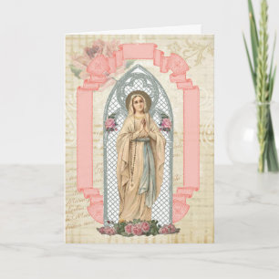 Cartão Virgin Mary Lourdes Catholic Birthday Prayer
