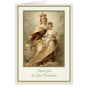 Cartão VÍRGINA Católica MARY Condolências funerárias