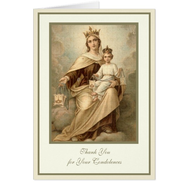 Cartão VÍRGINA Católica MARY Condolências funerárias (Frente)
