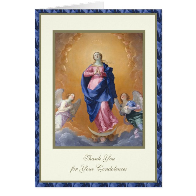 Cartão VÍRGINA Católica MARY Condolências funerárias (Frente)