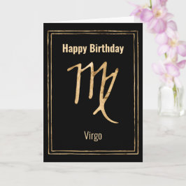 Cartão Virgo Birthday zodiac astrologia dourado personali