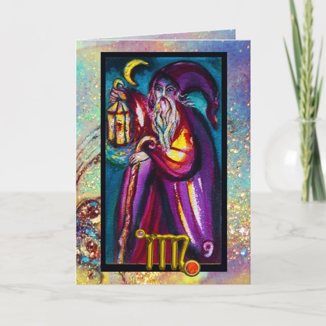 CARTÃO VIRGO HERMIT TAROT ASTROLOGY ZODIAC ANIVERSÁRIO (Frente)