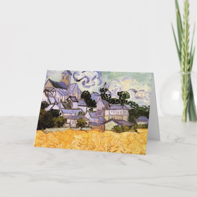 Cartão Visão dos Auvers com a Igreja por Vincent van Gogh (Frente)