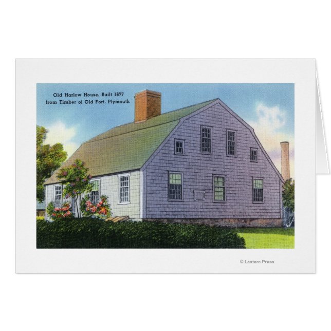 Cartão Visão Exterior da Antiga Harlow House (Frente Horizontal)