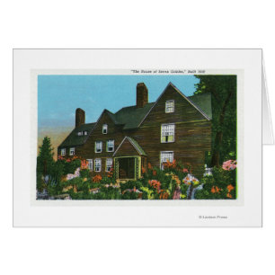 Cartão Visão Exterior da Casa de Sete Gables