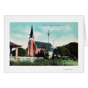 Cartão Visão Exterior de uma Igreja Católica