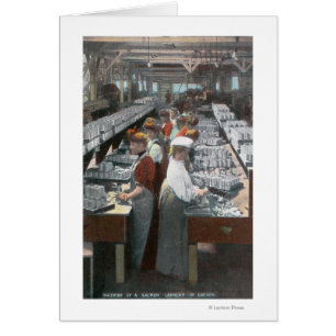 Cartão Visão interior dos trabalhadores da indústria de c