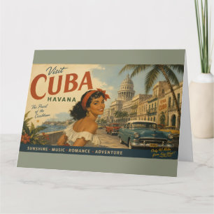 Cartão Visita Vintage Cuba Viagens - Saudações de Havana