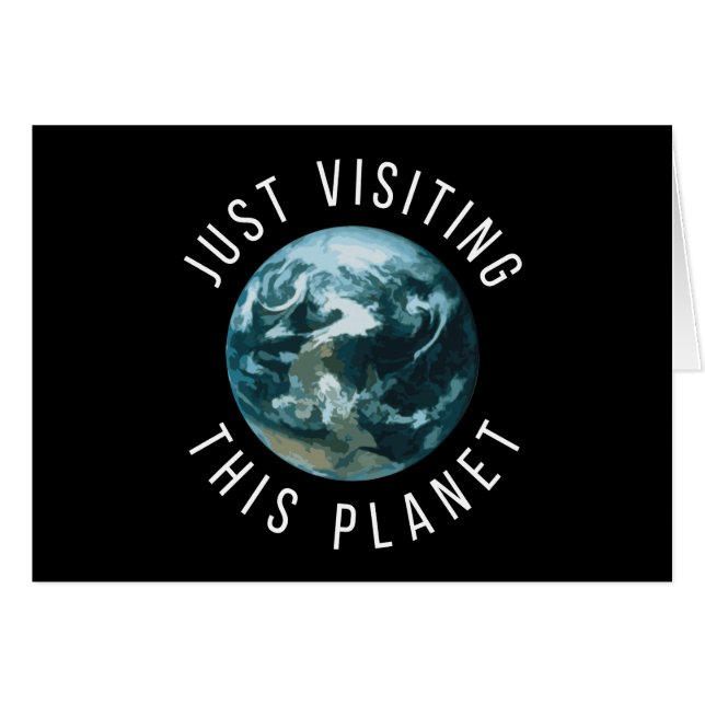 Cartão Visitando Este Planeta Preto (Frente Horizontal)
