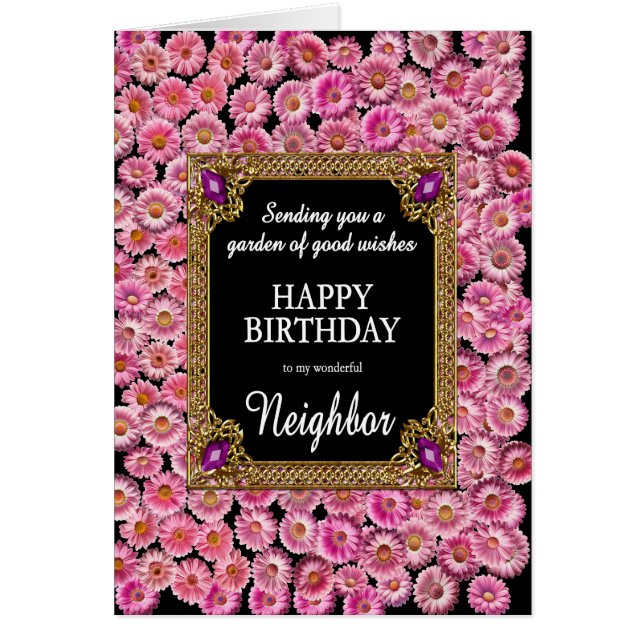 Cartão Visitas Rosa de Aniversário do Vizinho (Frente)