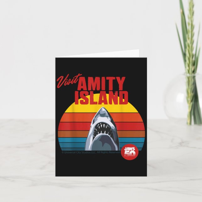 Cartão Visite Amity Island Jaws 2025 Estilo Retro (Frente)