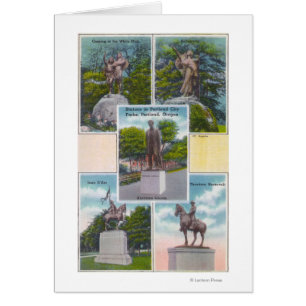 Cartão Visões de Estatutos em Parques da Cidade de Portla