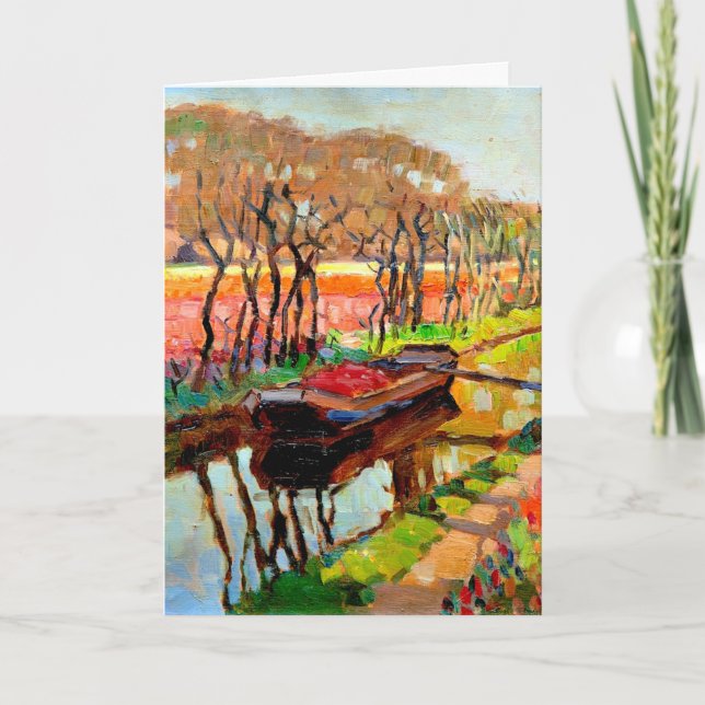 Cartão Visores - Um barco-oficina nos campos holandeses (Frente)