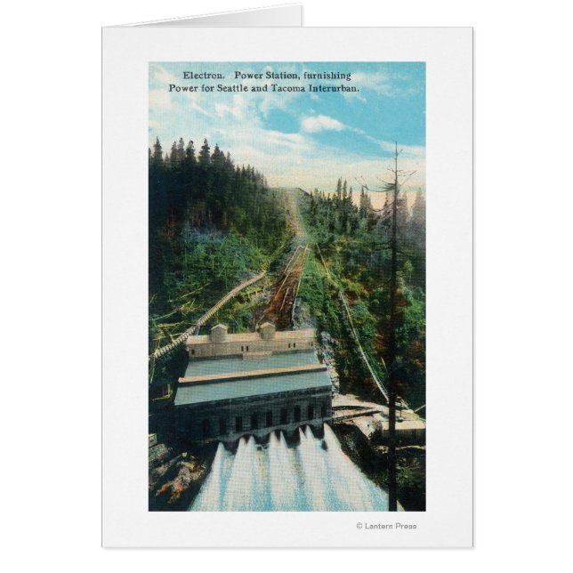 Cartão Vista aérea da central elétrica de eletrões (Frente)