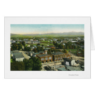 Cartão Vista aérea da cidade, estação de bombeiros e muni