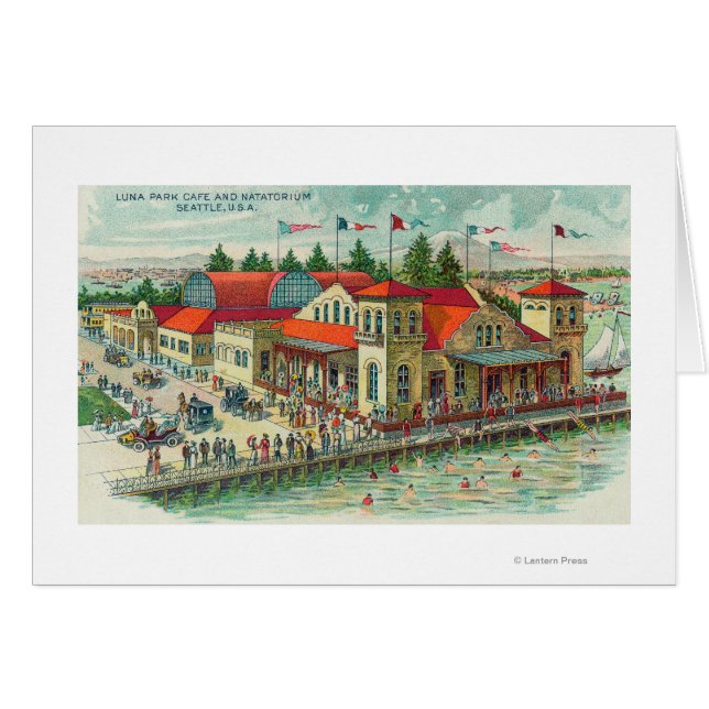 Cartão Vista aérea de Luna Park Caf � e Natatorium (Frente Horizontal)
