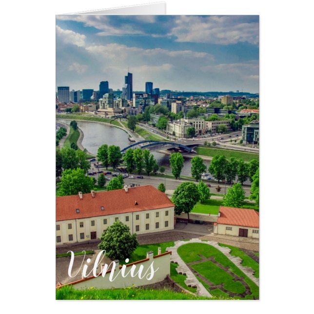 Cartão Vista aérea de Vilnius, Lituânia (Frente)