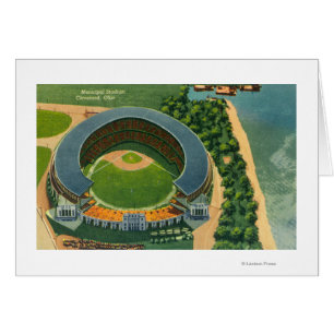 Cartão Vista aérea do Estádio Municipal de Cleveland, OH