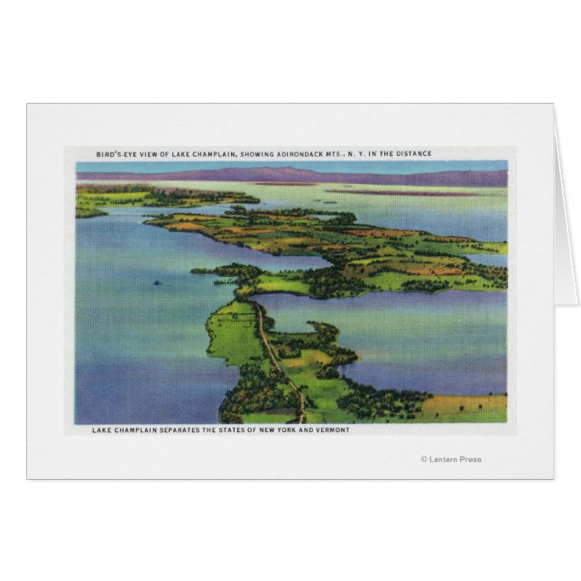 Cartão Vista aérea do lago, NY e divisão VT (Frente Horizontal)