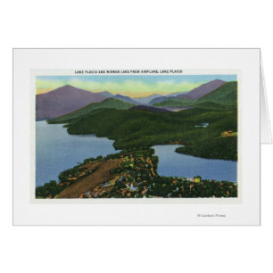Cartão Vista aérea do Lake Placid & do lago mirror