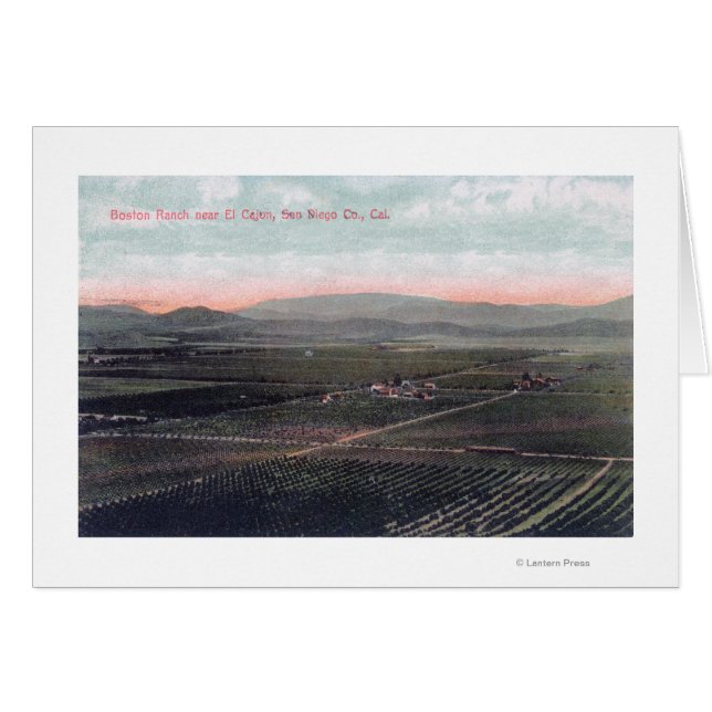 Cartão Vista aérea do rancho Boston em San Diego (Frente Horizontal)