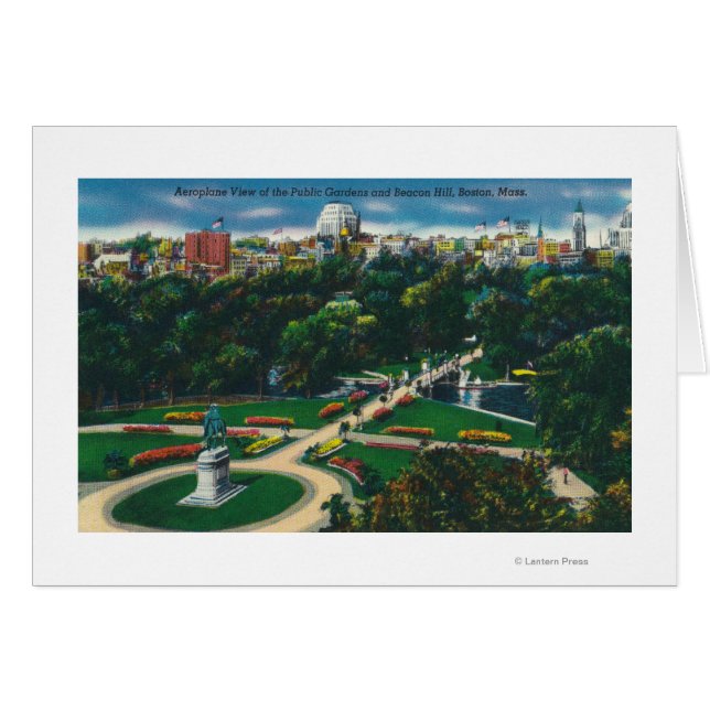 Cartão Vista aérea dos jardins públicos, Beacon Hill (Frente Horizontal)