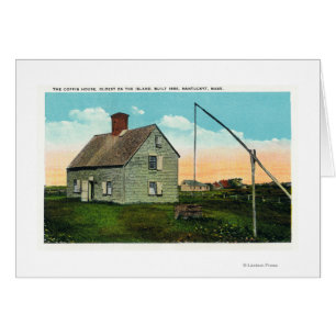 Cartão Vista da Casa Coffin, mais antiga na Ilha