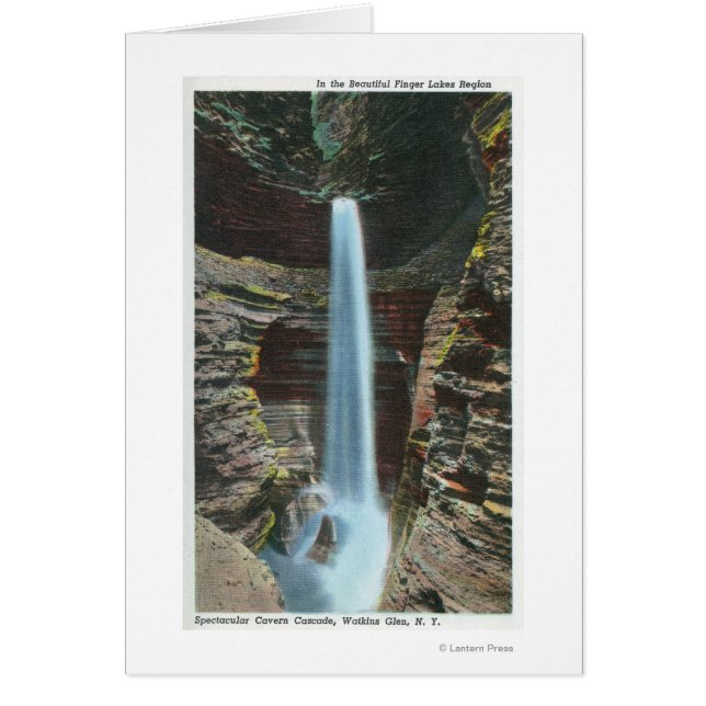 Cartão Vista da Cascata Espetacular da Caverna (Frente)