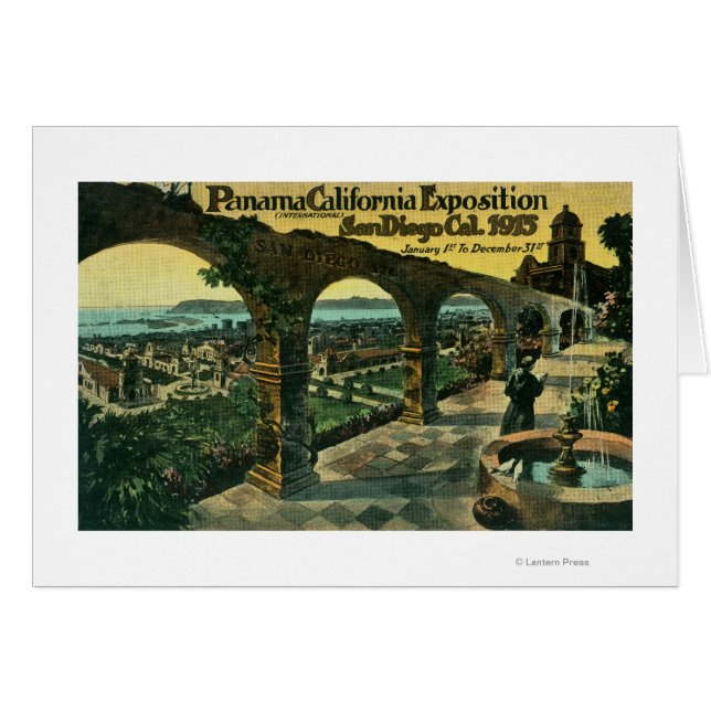 Cartão Vista da cidade de uma missão, exposição Panamá-CA (Frente Horizontal)