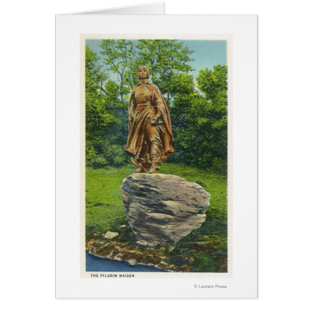 Cartão Vista da estátua de peregrino Maiden (Frente)