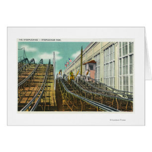 Cartão Vista da montanha russa Steeplechase