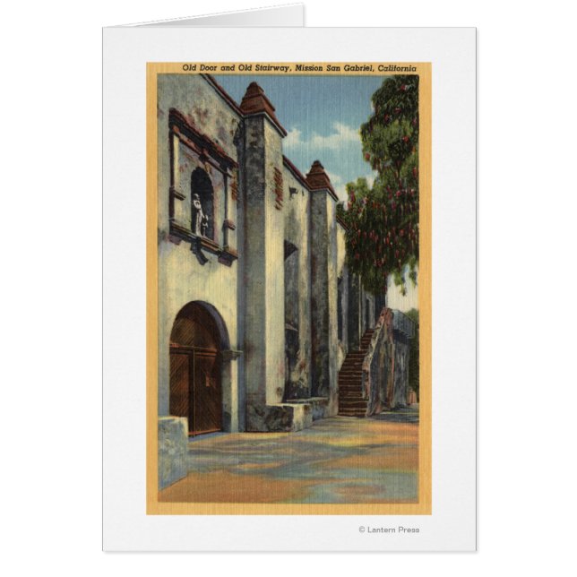 Cartão Vista das portas e escada da missão (Frente)