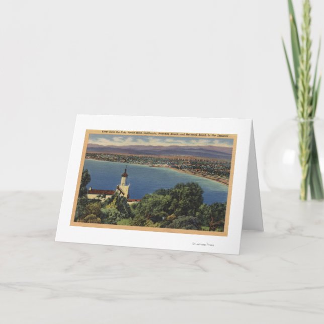 Cartão Vista das praias de Redondo & Hermosa, Califórnia (Frente)