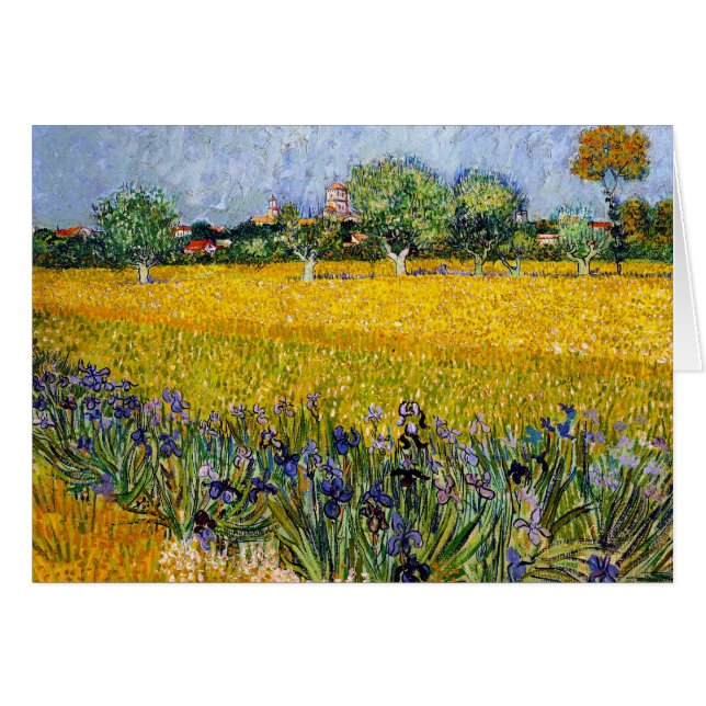 Cartão Vista de Arles com pintura de Vincent van Gogh das (Frente horizontal)