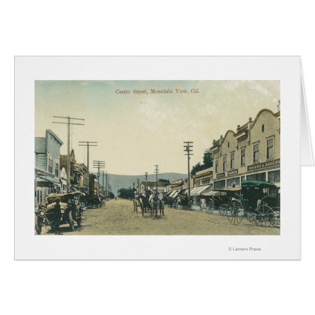 Cartão Vista de Carruagems de Cavalo na Rua Castro (Frente Horizontal)