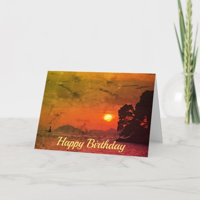 Cartão Vista de Cavtat Croácia de Sunset 1974 Filtro Aniv (Frente)