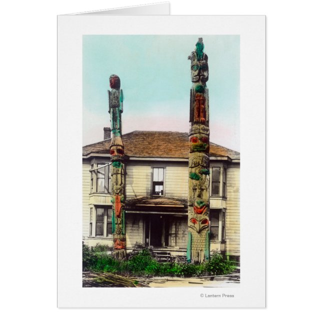 Cartão Vista de Dois TotempolosWrangell, AK (Frente)