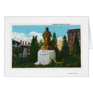 Cartão Vista de Estátua de Nathaniel Hawthorne