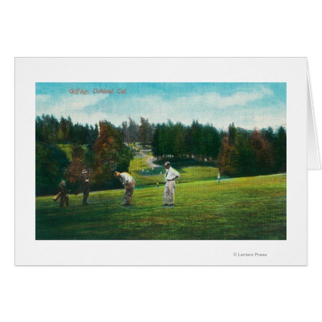 Cartão Vista de Golfer Pronta para SwingOakland, CA (Frente Horizontal)