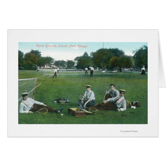 Cartão Vista de Lincoln Park Tênis, Chicago, IL (Frente Horizontal)