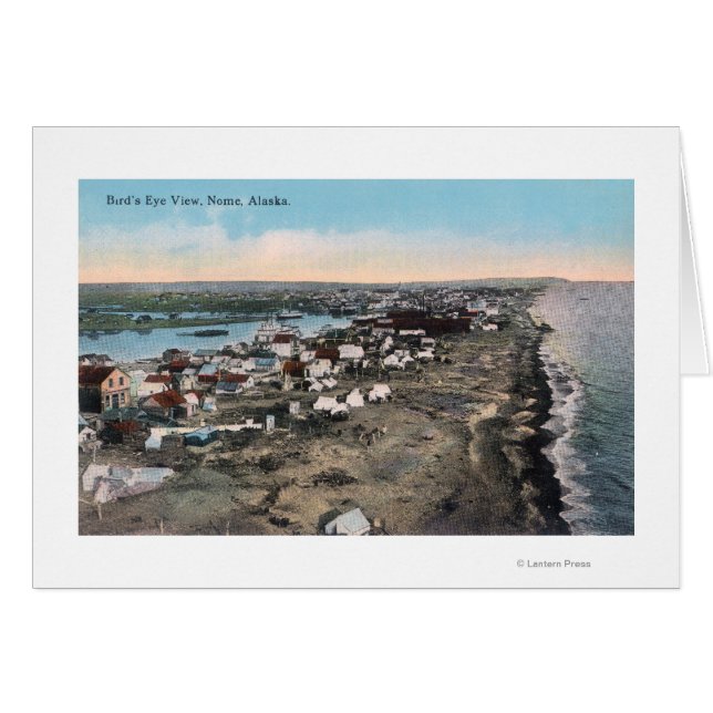 Cartão Vista de Olho de Pássaro da CidadeNome, AK (Frente Horizontal)